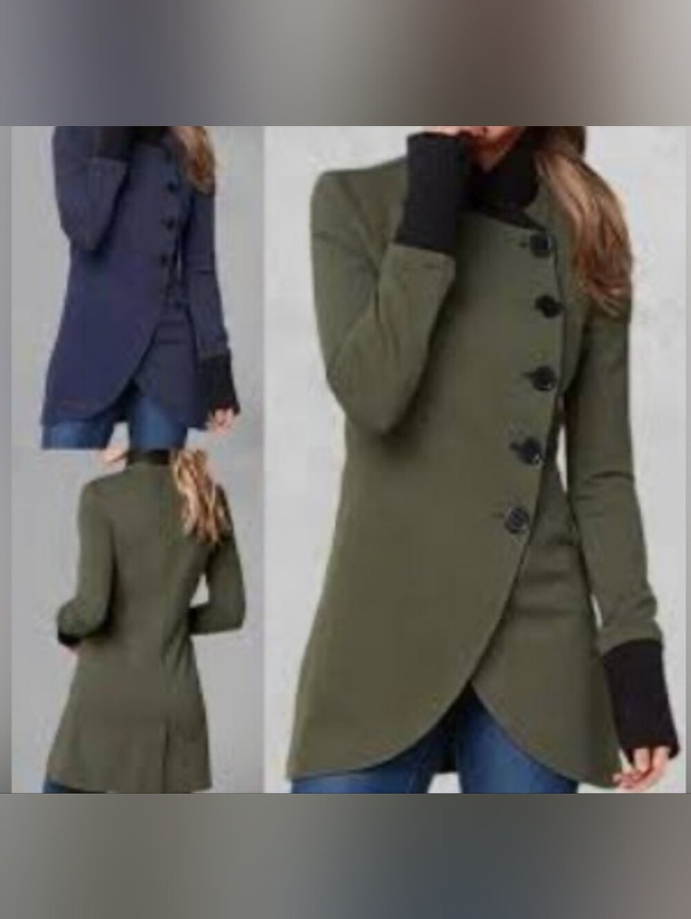 🍂VENUS Asymmetrical Knit Button-Front Jacket Olive Green, Get Ready For Autumn!